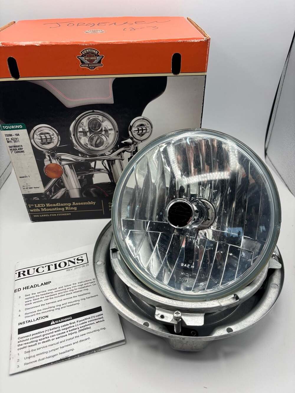 Harley Davidson 7 Inch Headlamp Assembly With Mounting Ring 73390-10A Chrome